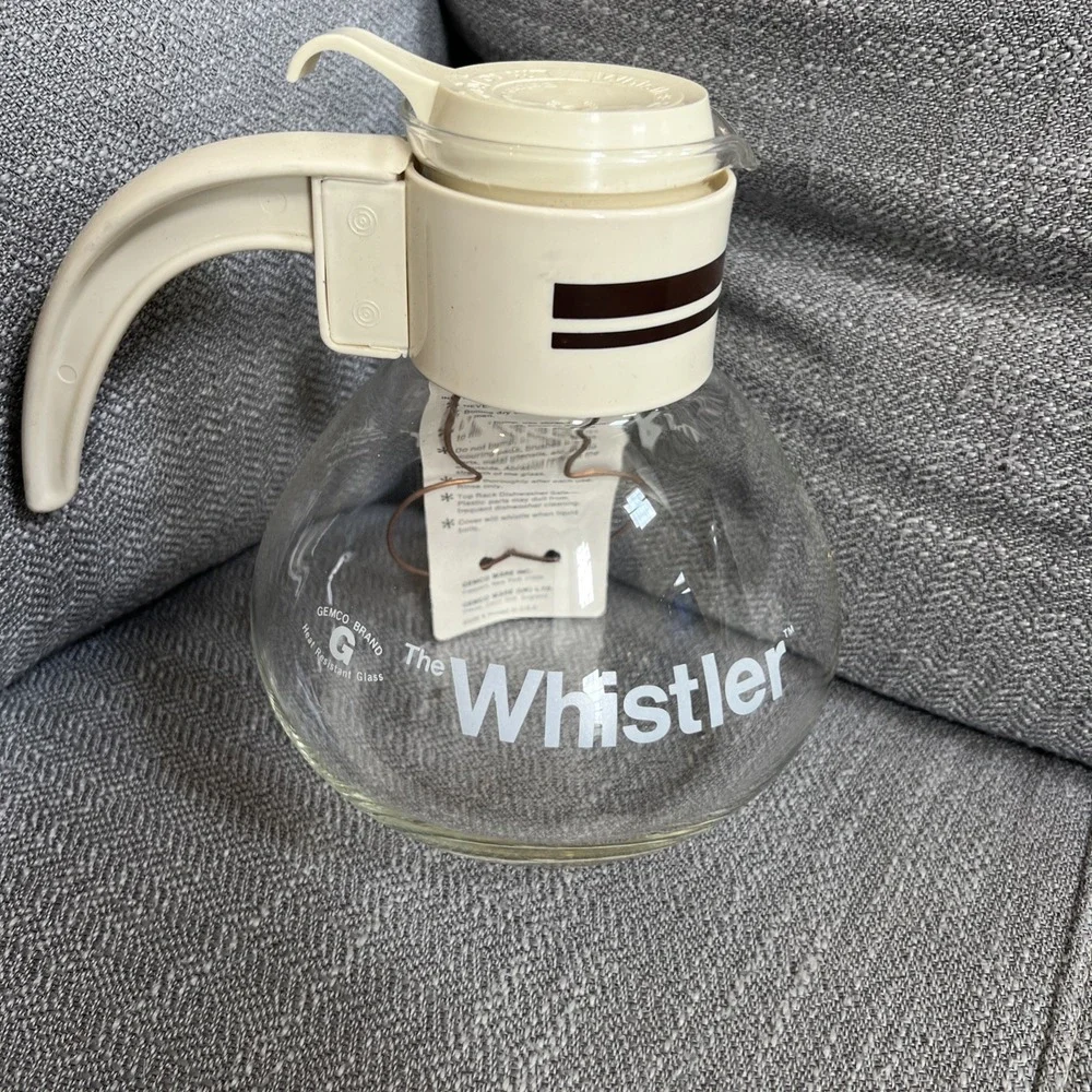 HTF Vintage Gemco The Whistler Glass Coffee Tea Pot Carafe 8 Cups Unused New
